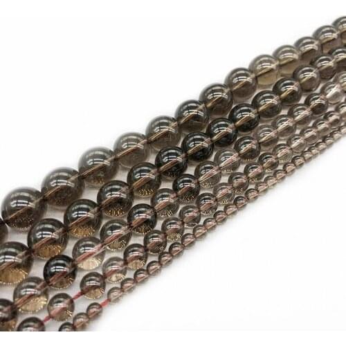 Natural AAA+ Smoky Tea Quartz Crystal Round Stone Beads For Jewelry Making DIY Bracelet Necklace 4/6/8/10 12mm Strand 15