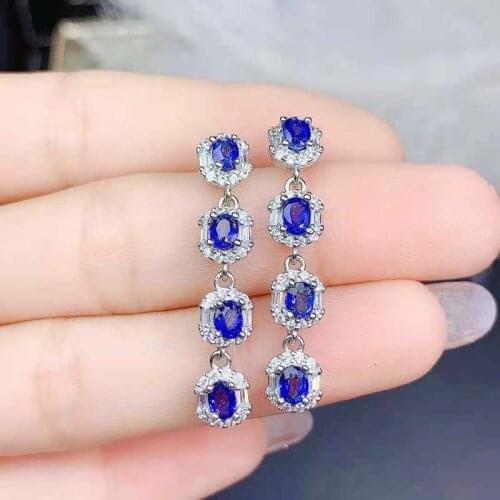 Natural Colored Sapphire S925 Sterling Silver Various Stones Earrings Fine Fashion Weddings Jewelry For Women MeiBaPJFS