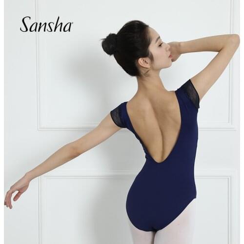 Sansha New Arrival Ballet Practice Dancewear Adult Short Sleeve Leotard Sexy Backless Lace Comfortable Women Girls 50BO1001T