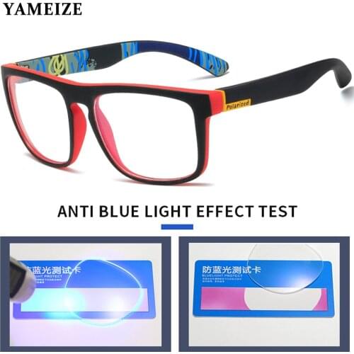 YAMEIZE Anti Blue Light Glasses Mens Eyewear Frame Square Optical Frames Ladies Spectacles Transparent Blue Blocking Eyeglasses