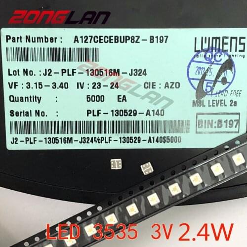 Original 100PCS LUMENS LED 3535 Light Beads Cool white High Power 2.4W 3V For LED LCD TV Backlight Applicatio