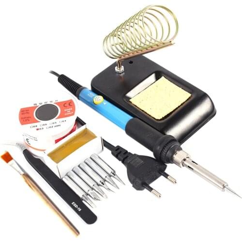 Adjustable Temperature Electric Iron Set 220V60W Soldering Station With Soldering Iron Wire Support Tweezers Welding Repair Tool