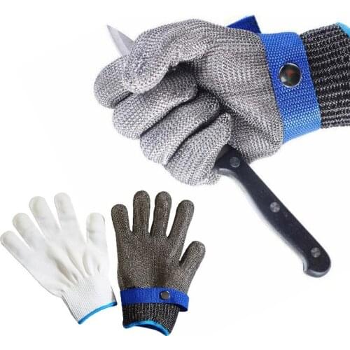2pcs/pair Cut Proof Gloves Stainless Steel WireMesh Cut-Resistant Chain Safety Kitchen Gloves