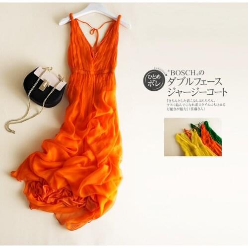 Tcyeek Summer 100% Real Silk Dress Women Clothes 2020 Boho Elegant Sexy V Neck Beach Party Dresses Ladies Long Vestidos LW2746