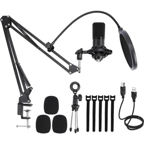 Mic Arm Stand, Microphone Desk Boom Adjustable Suspension scissor Stand with Phone Holder, For Blue, Yeti, Snowball & Other Mics