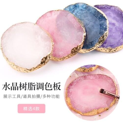 Resin Stone Transparent Color nail art Palette Mirror Glass Pallet Tool Blending Pigment Nail Tips Display Board Color Palette