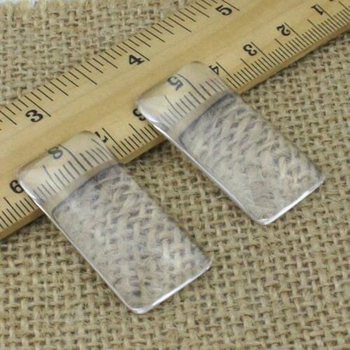 19x38mm Rectangle Flat Back Clear Crystal Glass Cabochon Cameo Jewelry Finding,Clear Glass Thickness:6.5mm 3pcs/lot (K02992)