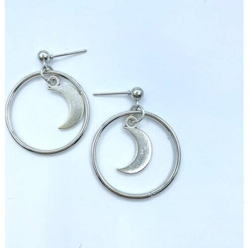Moon 925 Silver Earrings Fashion Personality Earrings Womens Earrings All-match Fashion Earrings