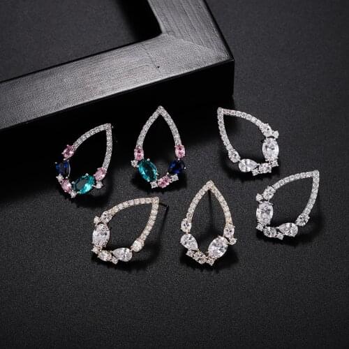 JoiasHome Water Drop Shaped Earrings for Women Fashion Silver 925 Jewelry Elegant Female Gemstone Ear-stud for Engagement Party