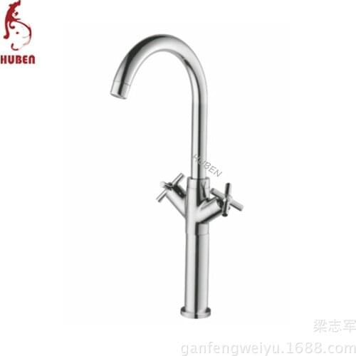 Tiger ran hot and cold faucet Caipen kitchen faucet sink faucet double open all-copper interface can rotate faucet