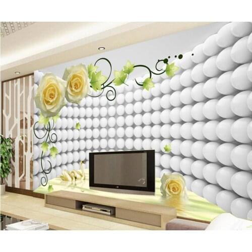 Custom modern wallpaper design,3D rose Swan papel de parede,hotel restaurant living room sofa tv wall bedroom roses wallpaper