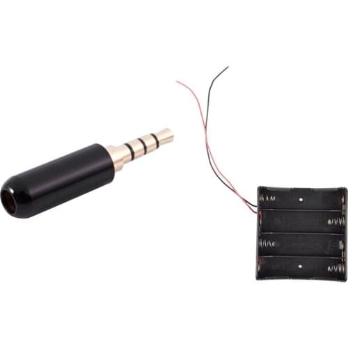 Top 1 Pcs 18650 Pointed Tip Batteries Battery Holder Case & 1 Pcs 3.5Mm 4 Pole Male Plug