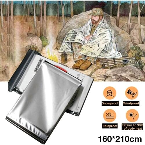 63x82" Outdoor Emergency Survival Rescue Blanket Waterproof Foil Thermal Space Lifesaving First Aid Sliver Rescue Curtain Blanke