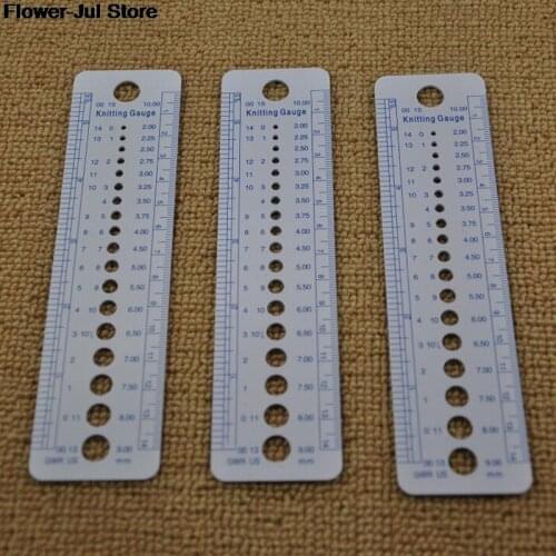 1Pc Knitting Needle Gauge Inch cm Sewing Ruler Tool Ruler Tool All In One 2-10mm US UK Canada Sizes Measure Sewing Tools