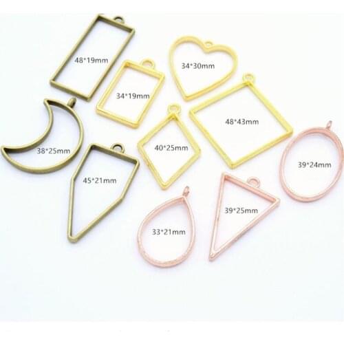 10pcs/lot mix Photo Frame Gold Bronze Tone Ancient Necklace Bracelets Pendant DIY resin Dripping oil Jewelry findings
