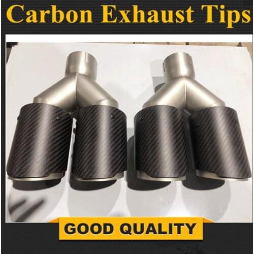 2PCS 63MM IN 89MM OUT Dual carbon fiber + Stainless Steel exhaust tip exhaust pipe muffler Matt Exhaust Tip