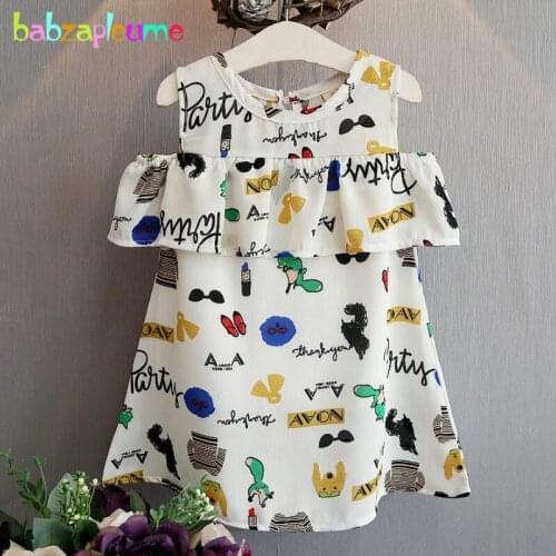 2017 Summer Kids Dresses girls clothing Korean Brand Cartoon Graffiti Sleeveless Chiffon Princess dress Child Girls Outfits A229