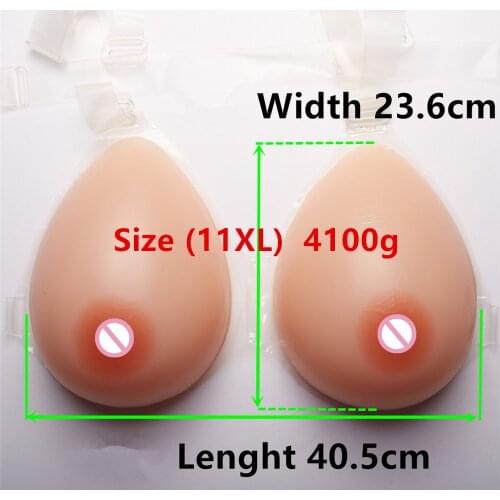 4100g/pair Very Big Silicone Bra Breastforms Crossdresser Shemale Silicone Boobs Fake Breast Teardrop Needn't Adhesives