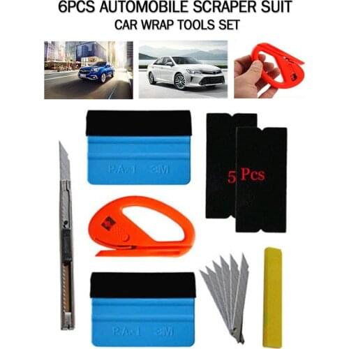 6Pcs/set Car Wrap Tools Squeegee Vinyl Wrap Tools Scraper Fabric Edge Cloth Automobiles Window Tint Tool Auto Car Glass Cleaning