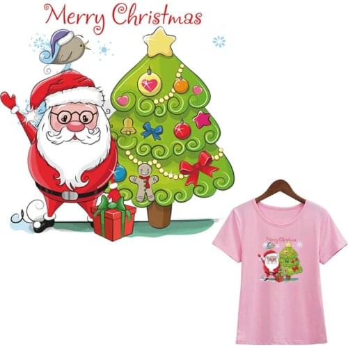 DIY Accessories Patch Christmas Trees Stickers Heat Transfer Fashion Clothes Diy Accessory Iron On Stickers