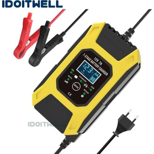 Automatic 7-stage Pulse Repair Battery Charger 12V 7A Motorcycle car Battery Charger lead acid battery Maintainer & Desulfator