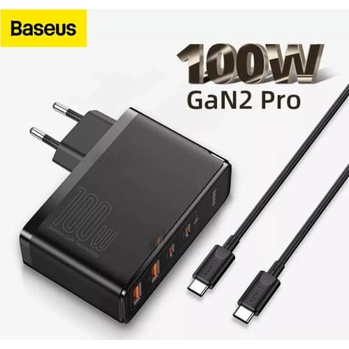 Baseus GaN Charger 100W PD QC 4.0 3.0 USB Fast Charger Type C Quick Charging USB C Phone Charger for iPhone 12 Pro Max Macbook