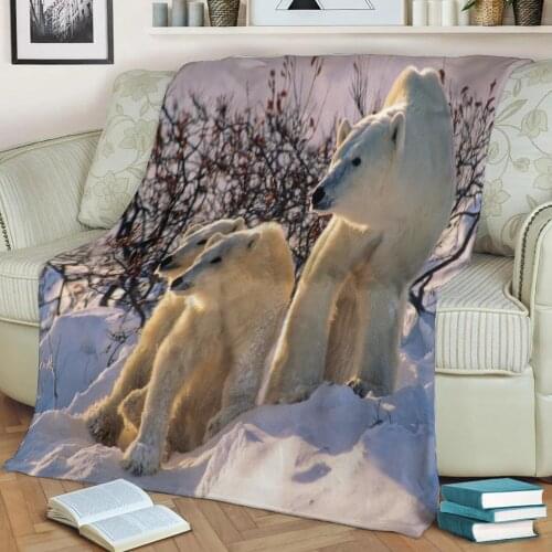 Bear Flannel Throw Blanket 3D Printed Keep Warm Sofa Child Blanket Home Decor Textiles Dream Family Gift