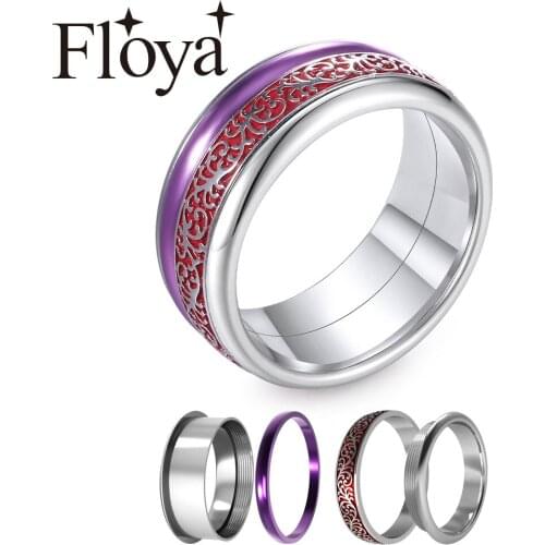 Floya Purple Boho Rings Stacking Rings Interchangeable Accessory Wedding Band Charming Stainless Steel Ring Jewelry