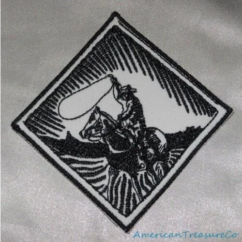 Hot! Embroidered Retro Black & White Western Cowboy Horse & Lasso Patch Iron On USA 3 (Size is about 7.5 cm)
