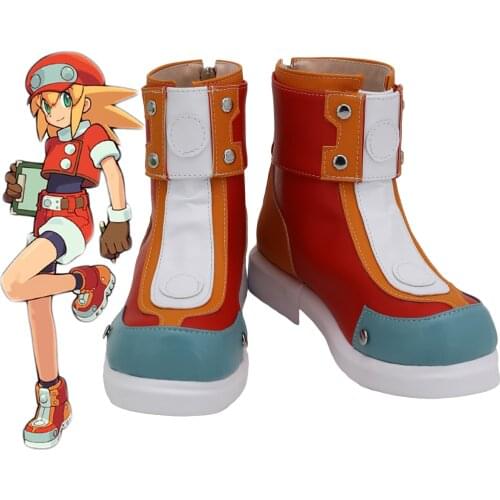 Rockman Dash Roll Caskett Cosplay Boots Leather Shoes Custom Made Any Size