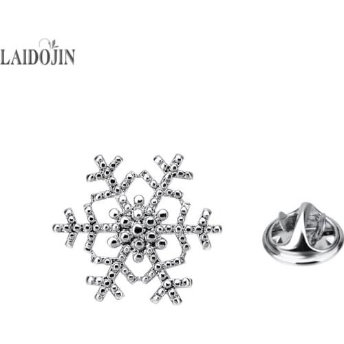 LAIDOJIN Silver plated Snowflakes Mens Coats Lapel Pin Brooches Pins Fine Gift for Womens Hats Bags Dress Accessories