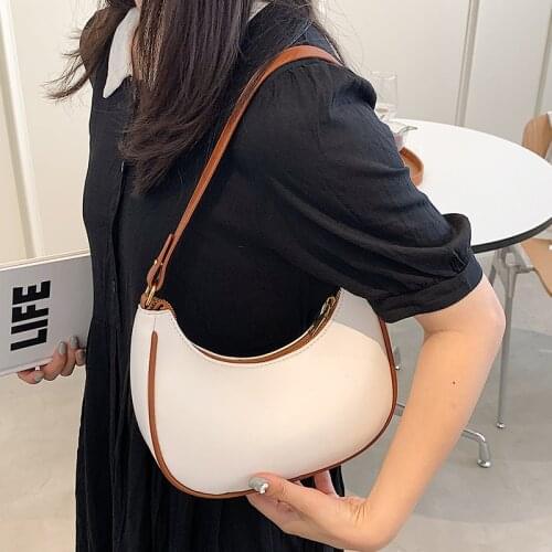 Small PU Leather Half-Moon Armpit Shoulder Bag for Women Fashion Brand Trends 2021 Luxury Ladies Travel Crossbody Bags Handbag