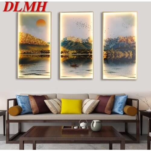 DLMH Wall Sconces Lights Contemporary Three Pieces Suit Lamps Landscape Painting LED Creative For Home