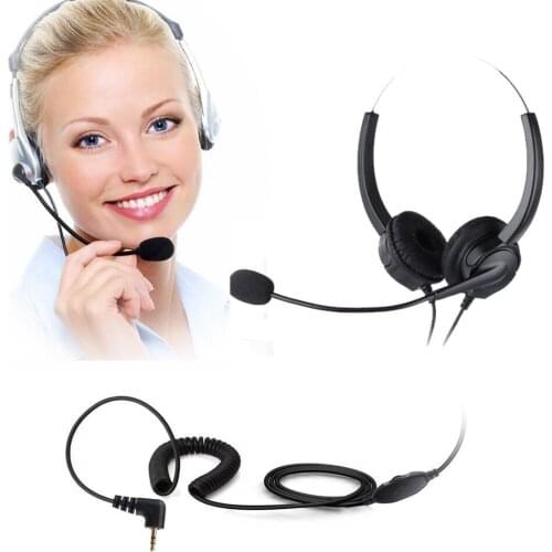 Headset 2.5mm Jack Binaural Phone Headset Call Center, Noise Cancelling Wired Headphones with Boom-Style Mic for Cordless Phones