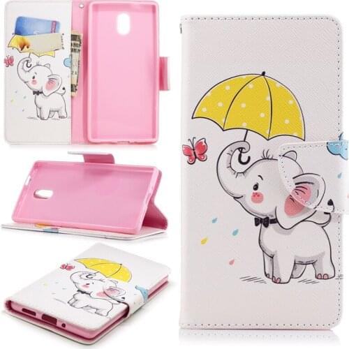 Wholesale Arrival Flip Colored Drawing PU Leather Cases with Kickstand for Nokia 3 Mobile Phone Cases with Wallet Card Holders