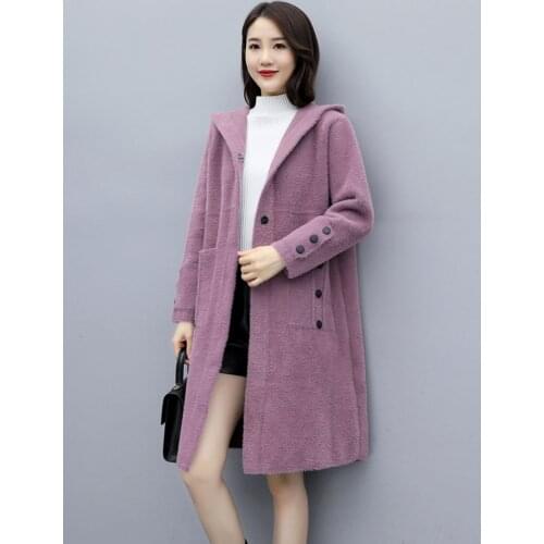 Autumn Winter Sweater Coat Women Imitation Mink Velvet Warm Hooded Jacket Stilysh Back Button design Knited Sweater Cardigan