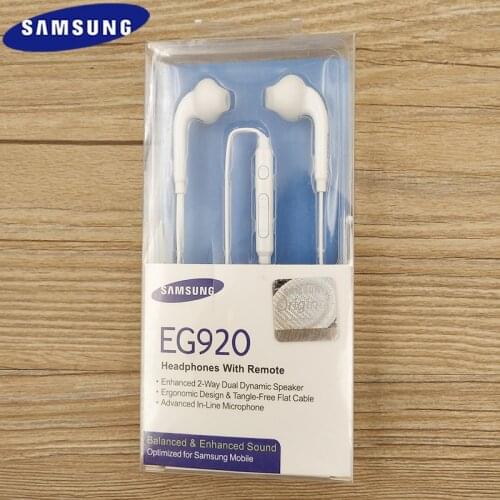 SAMSUNG EO-EG920BW Earphones Wired With Mic 1.2m In-ear Stereo Sport Earphones For Samsung S6 S7 Edge S8 S9 A31 A51 Note 3 4 5 8