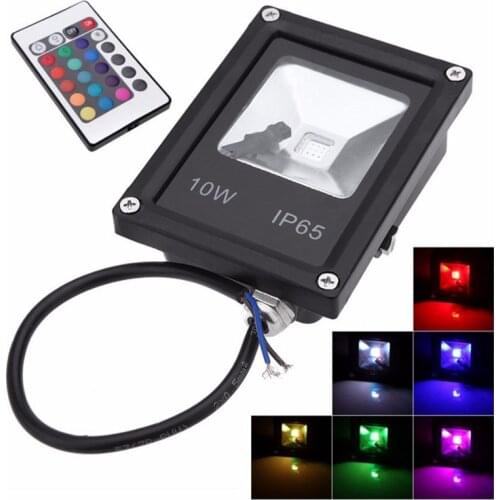 GD LED Floodlights 10W 20W 30W 50W IP65 Outdoor 220V 110V RGB Spotlights with Remote Controller Waterproof Flood Garden Lamps