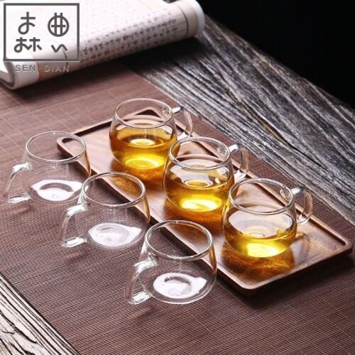 SENDIAN Japanese Style 6 pieces Glass Tea Cup Handmade Thickened Glass Tea Cup 2021 New Hot Office Home Kitchen Accessories