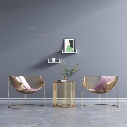 Nordic Wrought Iron Balcony Coffee Table Chair for Living Room Backrest Armchair Modern Minimalist Clothing Store Leisure Chairs