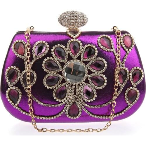 Diamond Evening Bags Red Crystal Clutch Bag Women Bag purses and handbags wedding wallets purple bolsa clutches WY184