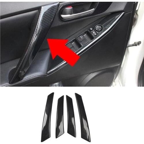 For Mazda 3 Sedan /Axela BL 2009 -2013 Carbon Fiber Car Inner Door Handle Armrest Cover Trim