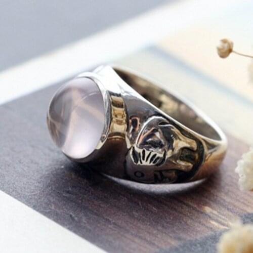 New Baby Elephant 100% real 925 pure Silver Tail Ring Inlaid Natural Pink Crystal Womens Pinky Thai Silver Ring for Woman