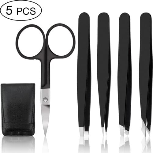 1/4/5pcs Eye Lashes Tweezers Point Tip/Slant Tip/Flat Tip Stainless Steel Eyebrow Tong Eyelashes Tweezers Professional Accessory