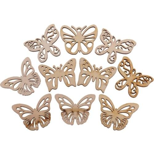 10PCS Wood Butterfly Chic Wooden Embellishments Scrapbooking DIY Wind Chimes