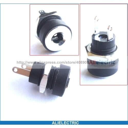 100pc Copper 3.5 x 1.3mm DC Socket 3A Power Charger Plug Panel Mount Screw Nut 2pin soldering DIY