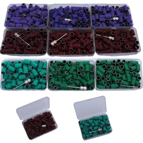 100pcs Nail Sanding Bands Caps 80''/120''/180" Purple Bands for Electric Nail Drill Bit Gel Polish Manicure Remove Pedicure Tool