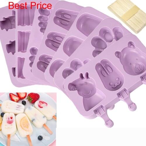 100Pcs/Lot Homemade Silicone Ice-Cream Mould Baking Mold Ice Lollipop Mould with Lid and 50 Ice Cream Sticks