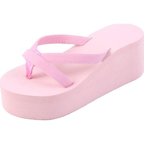 2019 New Women Sandals Fashion Slope Thick Crust Muffin Summer Sandals Wedges Flip Flops Platform Slippers Shoes Slippers