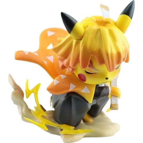 2021 Pokemon Anime Thunderbolt Flash Demon Slayer Blade Pikachu Cos Dress My Wife Shanyi Figure Model Car Decoration Halloween
